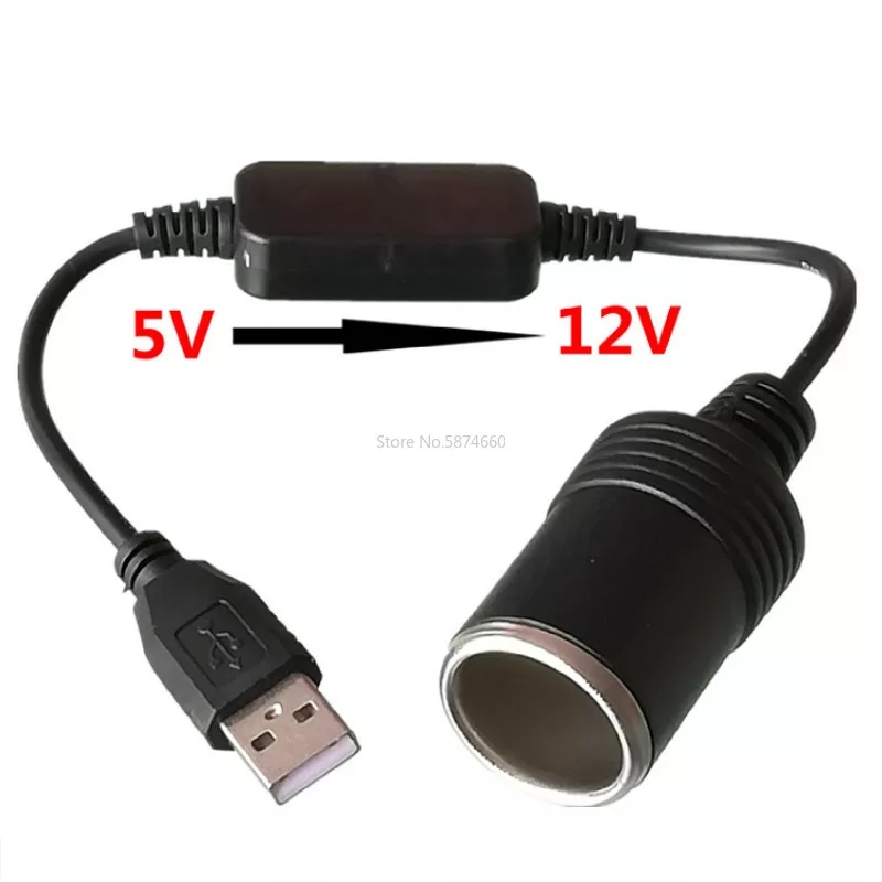 Allume-cigare de voiture 5V 2A USB mâle à 12V, adaptateur de câble